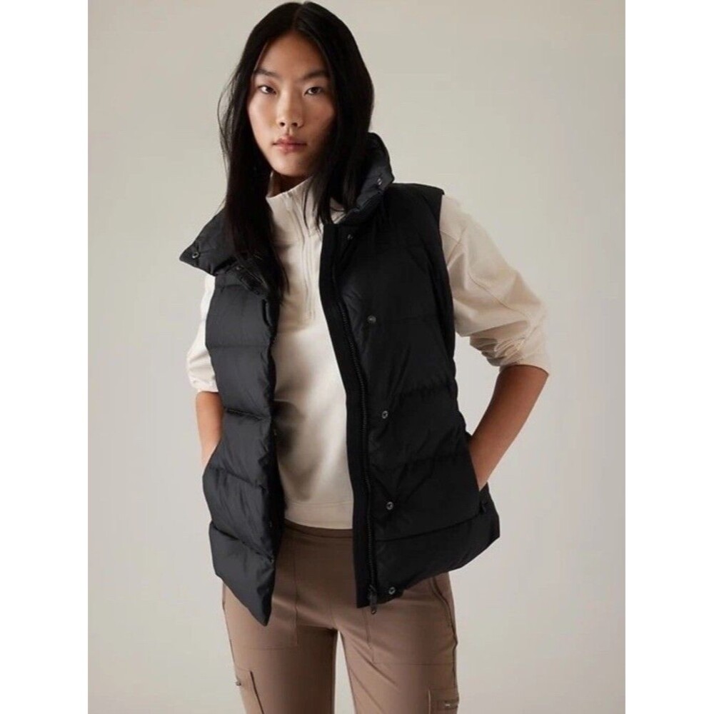 Athleta Downtown Gilet Black Puffer Sleeveless Black Vest EUC Women Size 3X